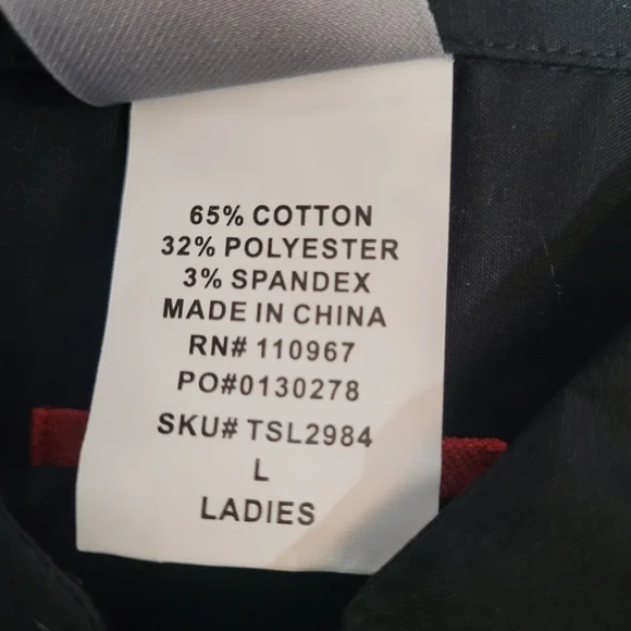 Tesla Women's button down dress shirt tapered Med 3/4 sleeve Black Sz Large - Picture 4 of 7